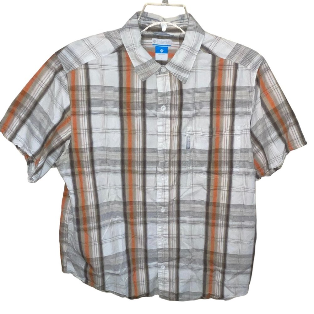Men's Columbia Plaid Short Sleeve Button Down Shirt Size Large